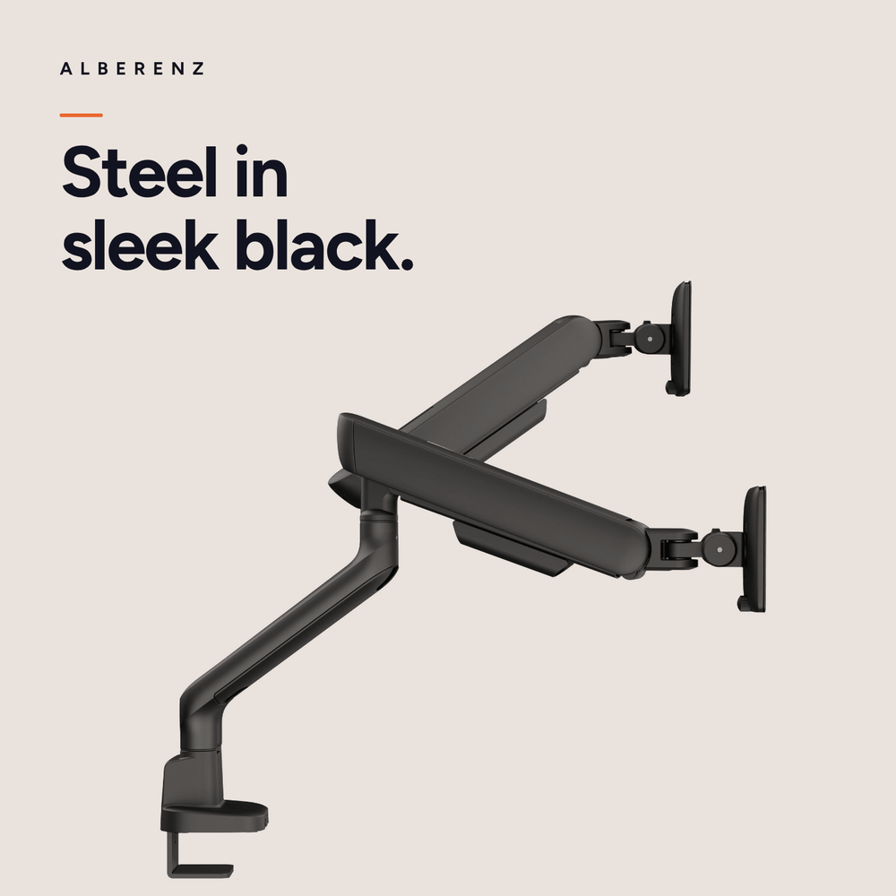 Alberenz Double Monitor Mount Gas Spring - Up until 35" - With USB - Black