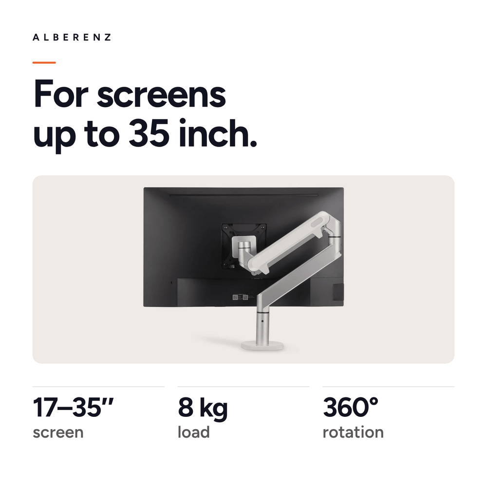 Alberenz® Monitorhalterung mit Gasfeder Silber
