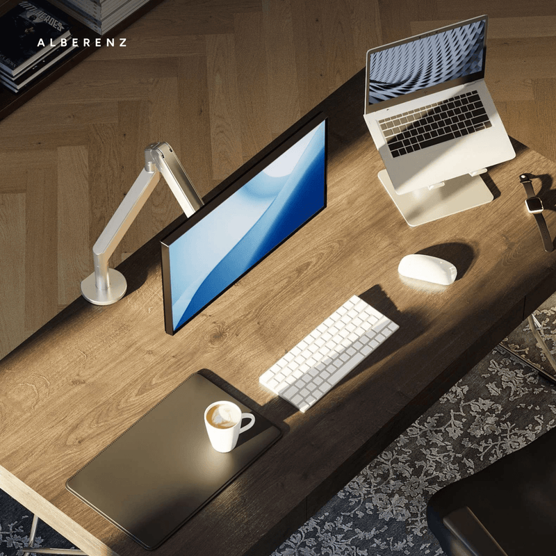 Alberenz® Monitorhalterung mit Gasfeder Silber