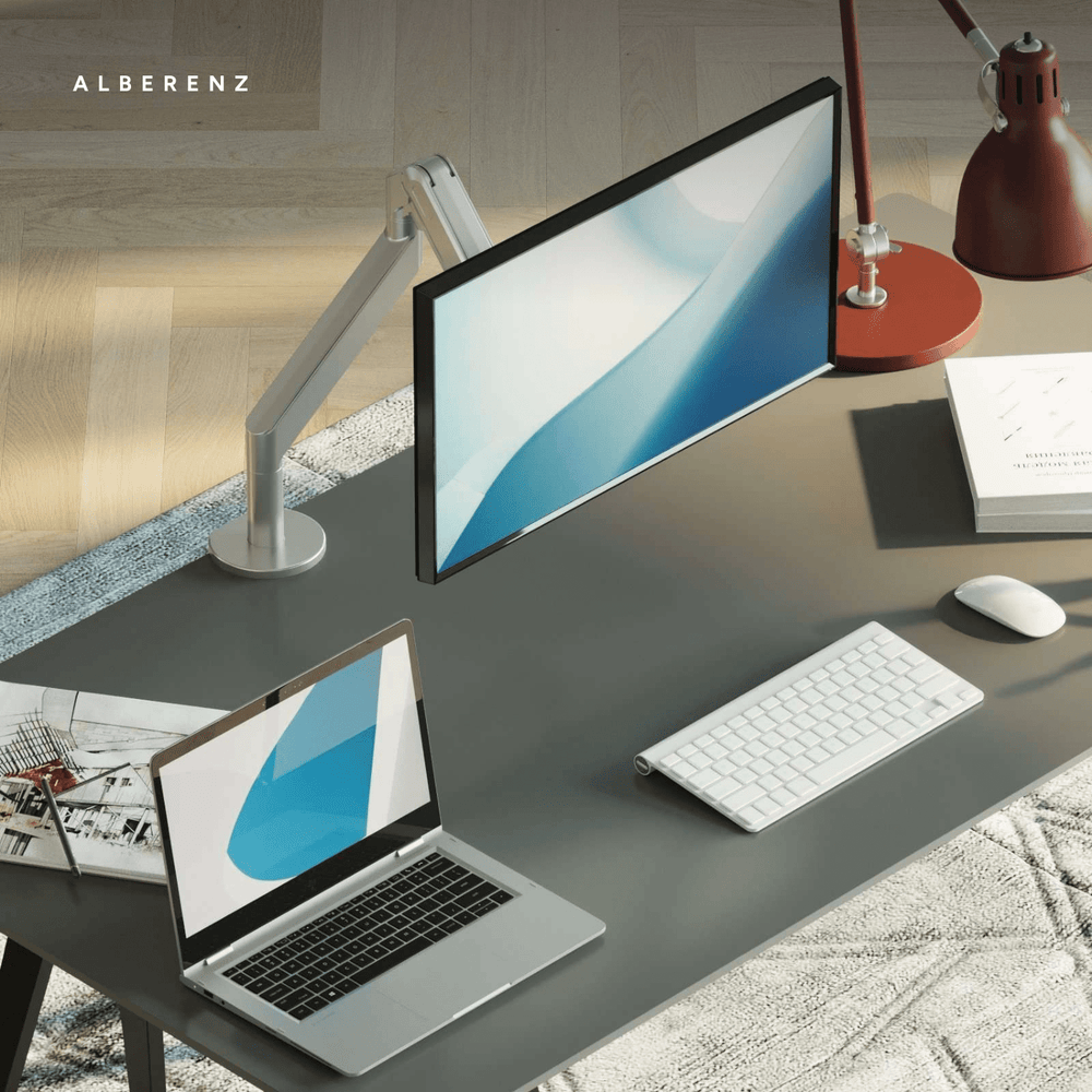 Alberenz® Monitorhalterung mit Gasfeder Silber