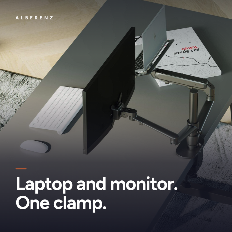 Alberenz® Laptop Monitorarm mit Gasfeder schwarz