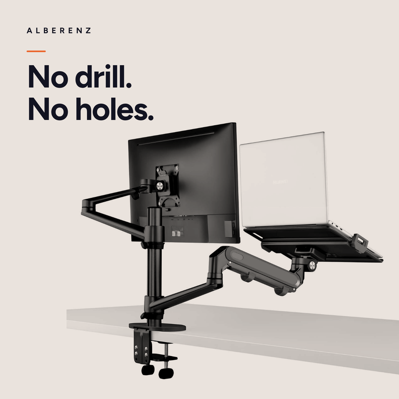 Alberenz® Laptop Monitorarm mit Gasfeder schwarz