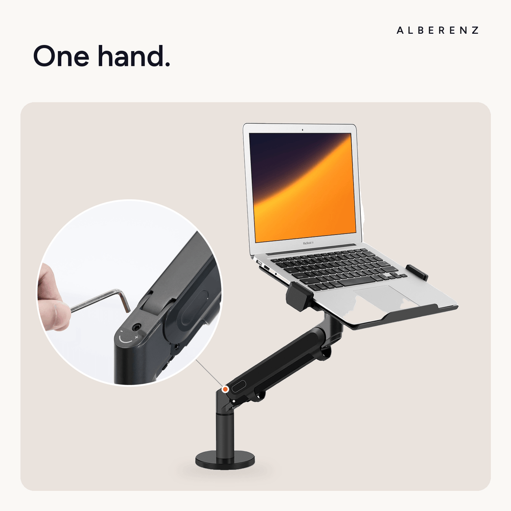 Alberenz® Laptoparm mit Gasfeder - Dunkelgrau