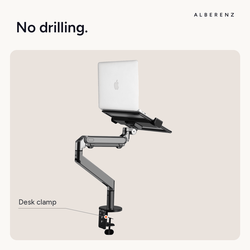 Alberenz® Laptoparm mit Gasfeder - Dunkelgrau