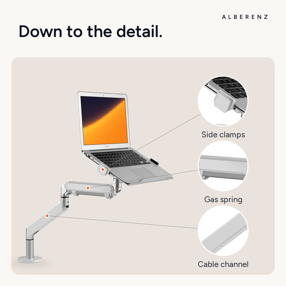 Alberenz® Laptoparm Gasfeder Silber