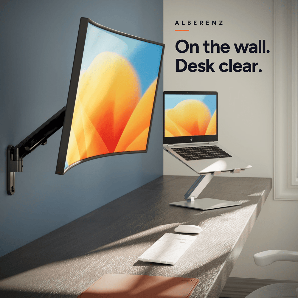 Alberenz® Monitorhalterung Wand Gasfeder Dunkelgrau