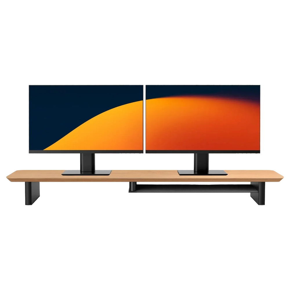 Alberenz® Oak Wooden Monitor Riser - 2 Monitors