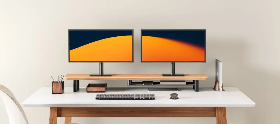 Alberenz® Oak Wooden Monitor Riser - 2 Monitors