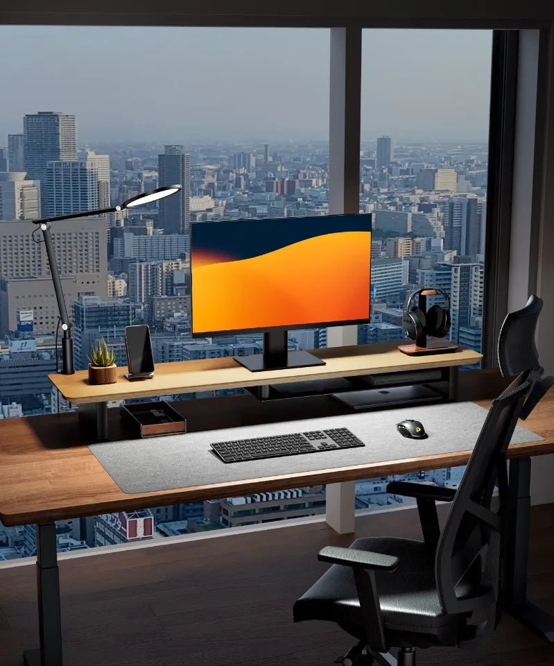 Alberenz® Oak Wooden Monitor Riser - 2 Monitors