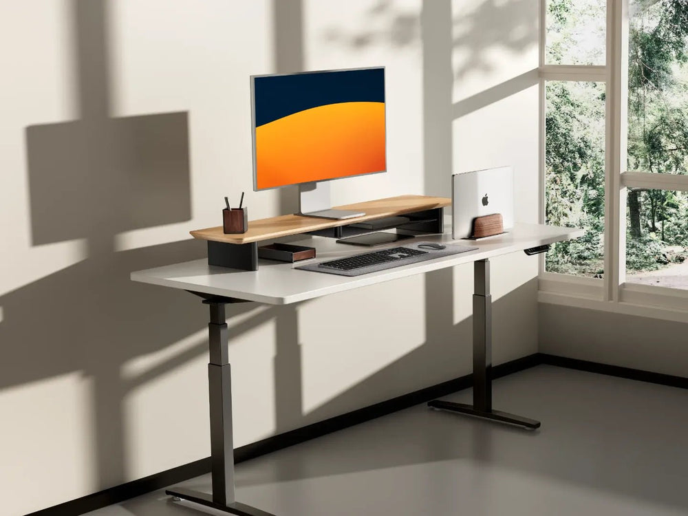 Alberenz® Oak Wooden Monitor Riser - 2 Monitors
