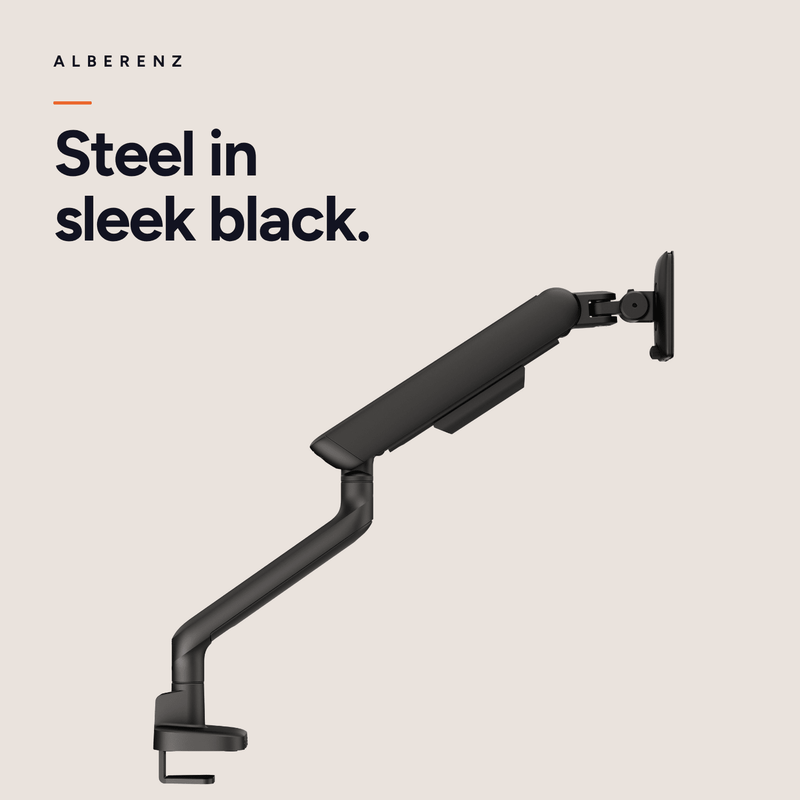 Alberenz® Einzelner Monitorarm mit USB-C & USB-A — Schwarz