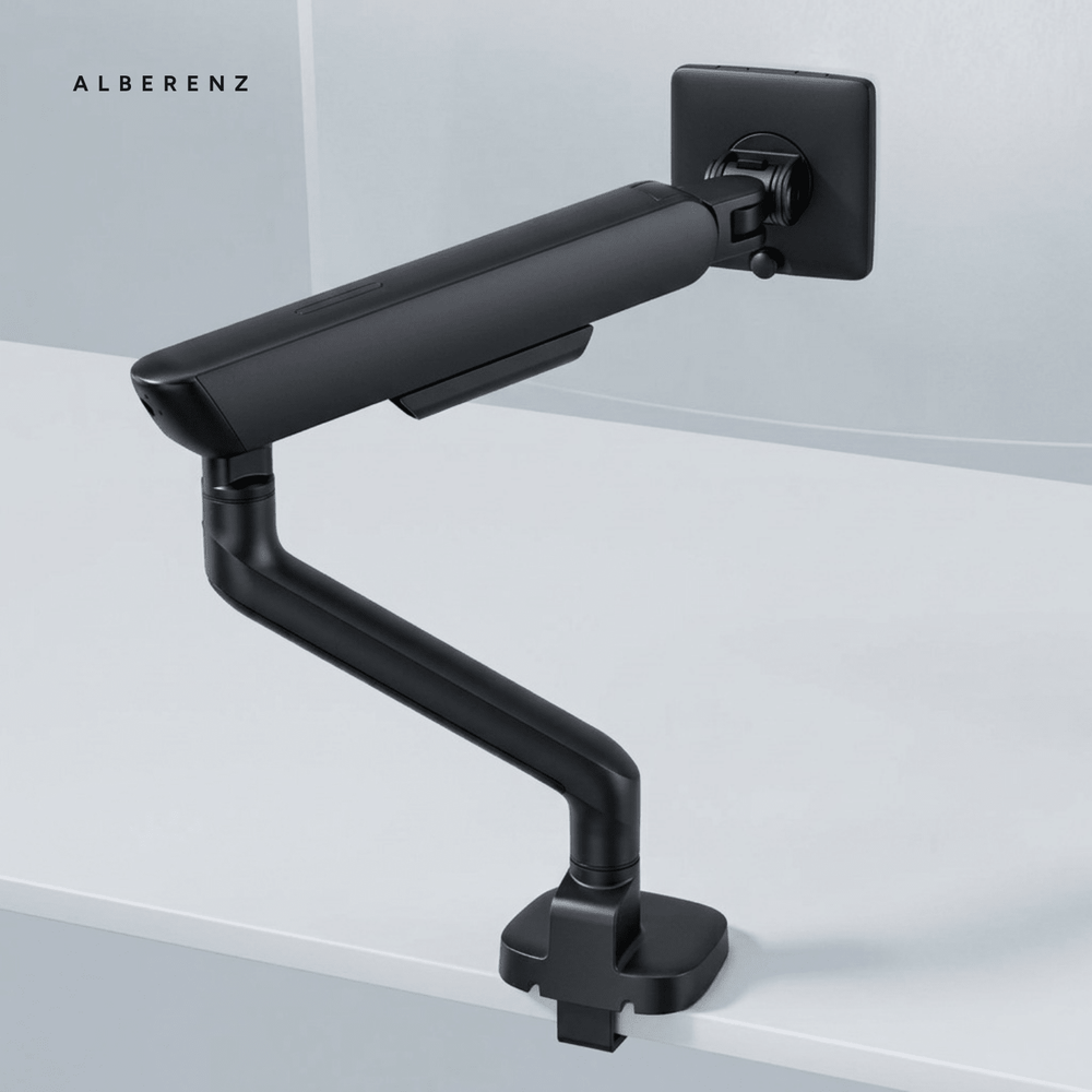Alberenz® Einzelner Monitorarm mit USB-C & USB-A — Schwarz