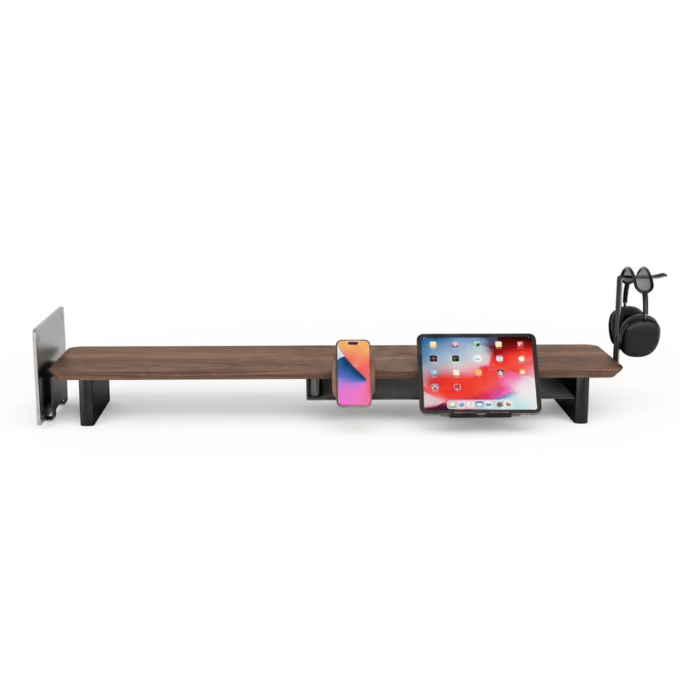 Bundle: Nussbaum-Monitorerhöhung + MagSafe-Ladegerät + Laptophalter + Tabletständer + Kopfhörerhalter
