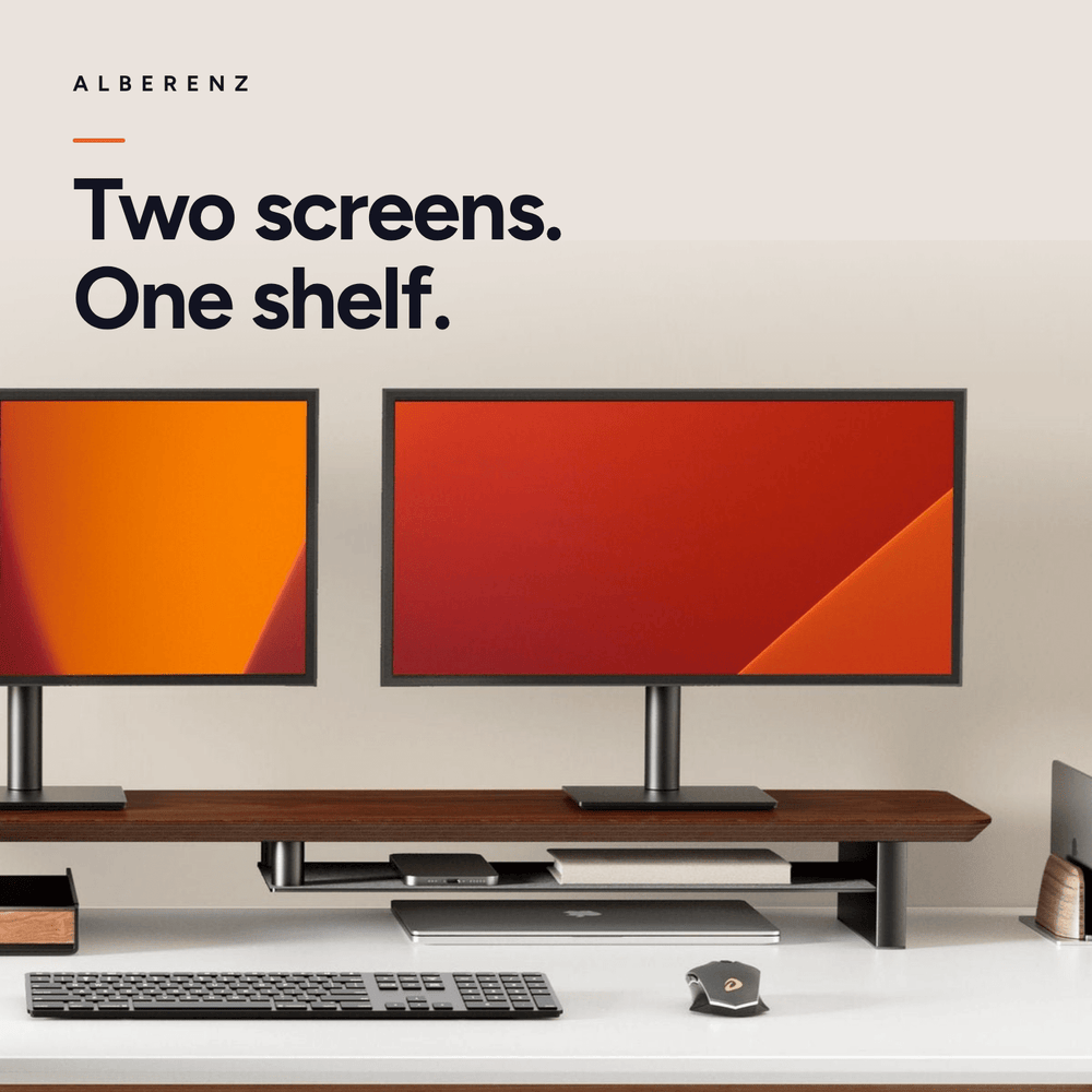 Alberenz® Monitorständer aus Walnussholz - 2 Monitore