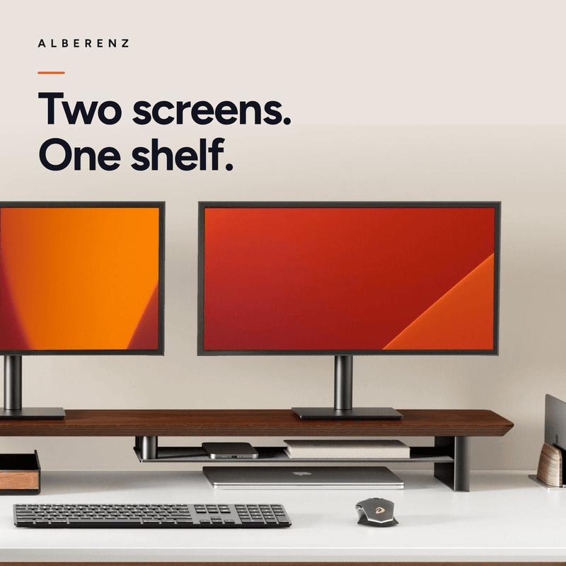 Alberenz® Monitorständer aus Walnussholz - 2 Monitore