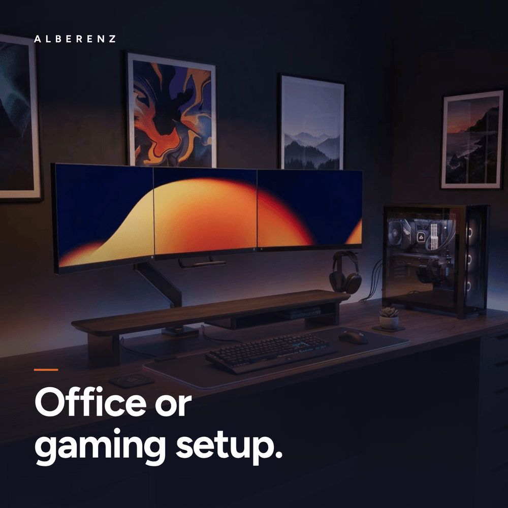 Alberenz® Monitorständer aus Walnussholz - 2 Monitore