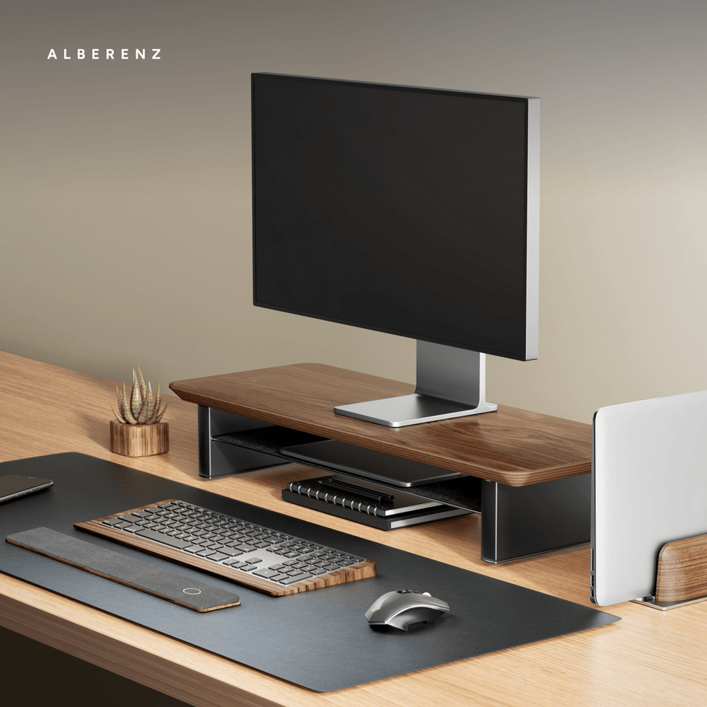Alberenz® Monitorständer aus Walnussholz - 1 Monitor