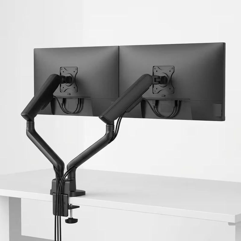 Alberenz Doppel-Monitorhalter Gasfeder - Bis zu 35" - Mit USB - Schwarz