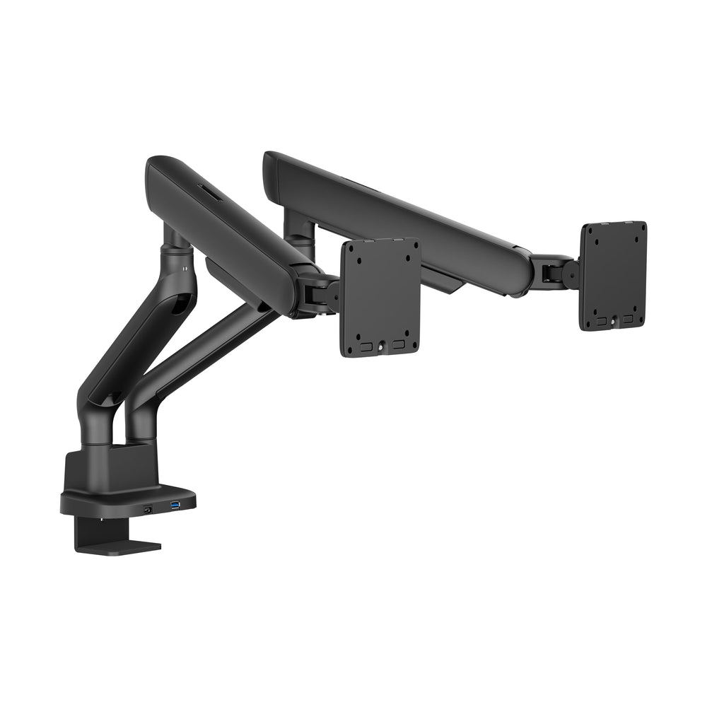 Alberenz Doppel-Monitorhalter Gasfeder - Bis zu 35" - Mit USB - Schwarz