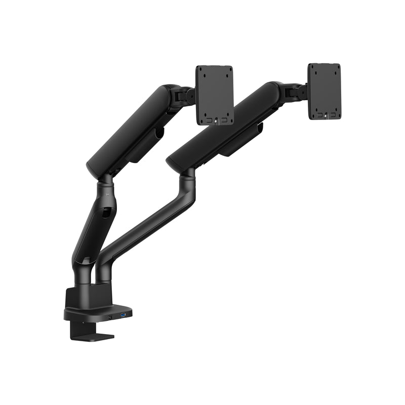 Alberenz Doppel-Monitorhalter Gasfeder - Bis zu 35" - Mit USB - Schwarz