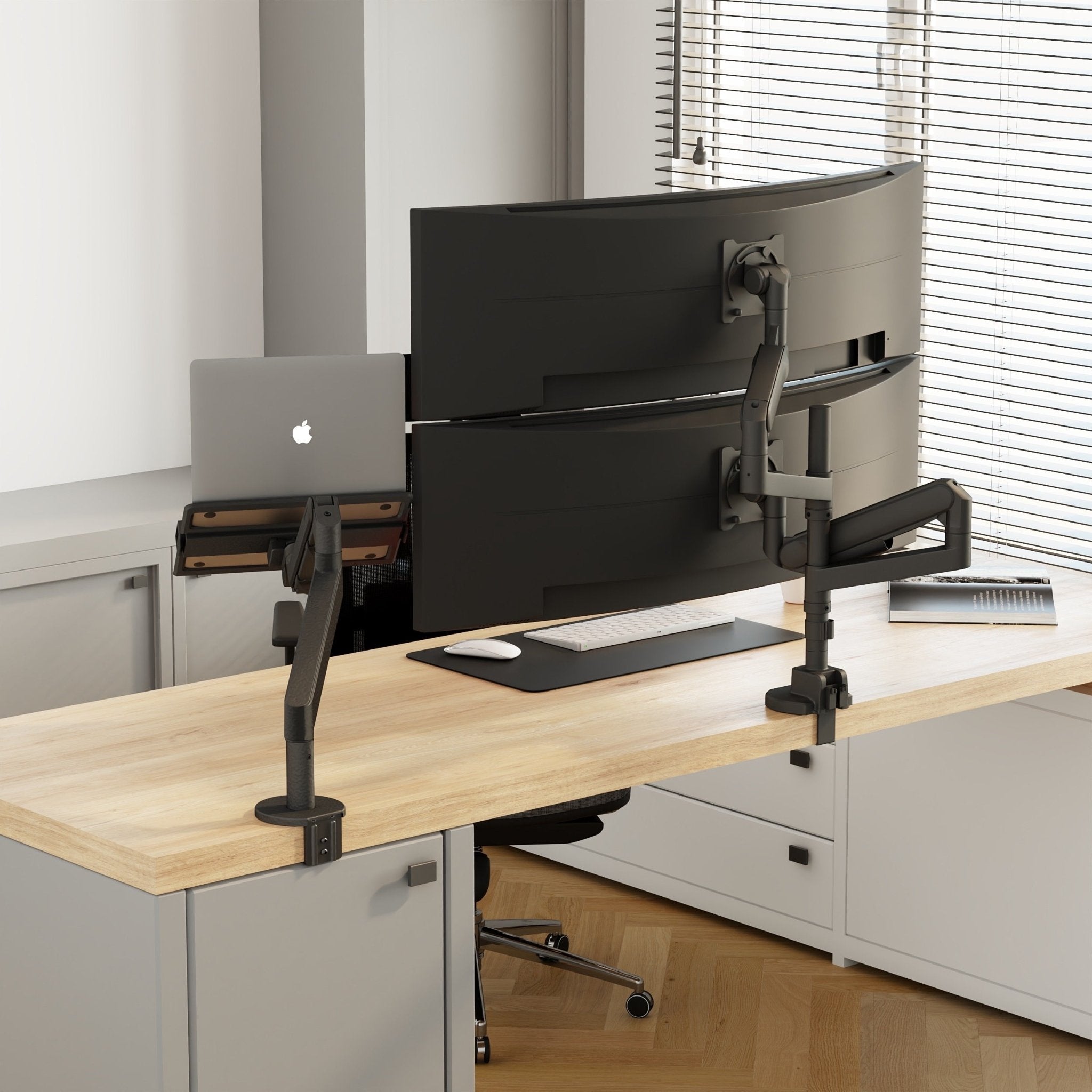 Alberenz® Alberenz Dual Heavy Duty Curved Monitor Mount (up to 2 x 57 inches) - Alberenz - Monitor mount