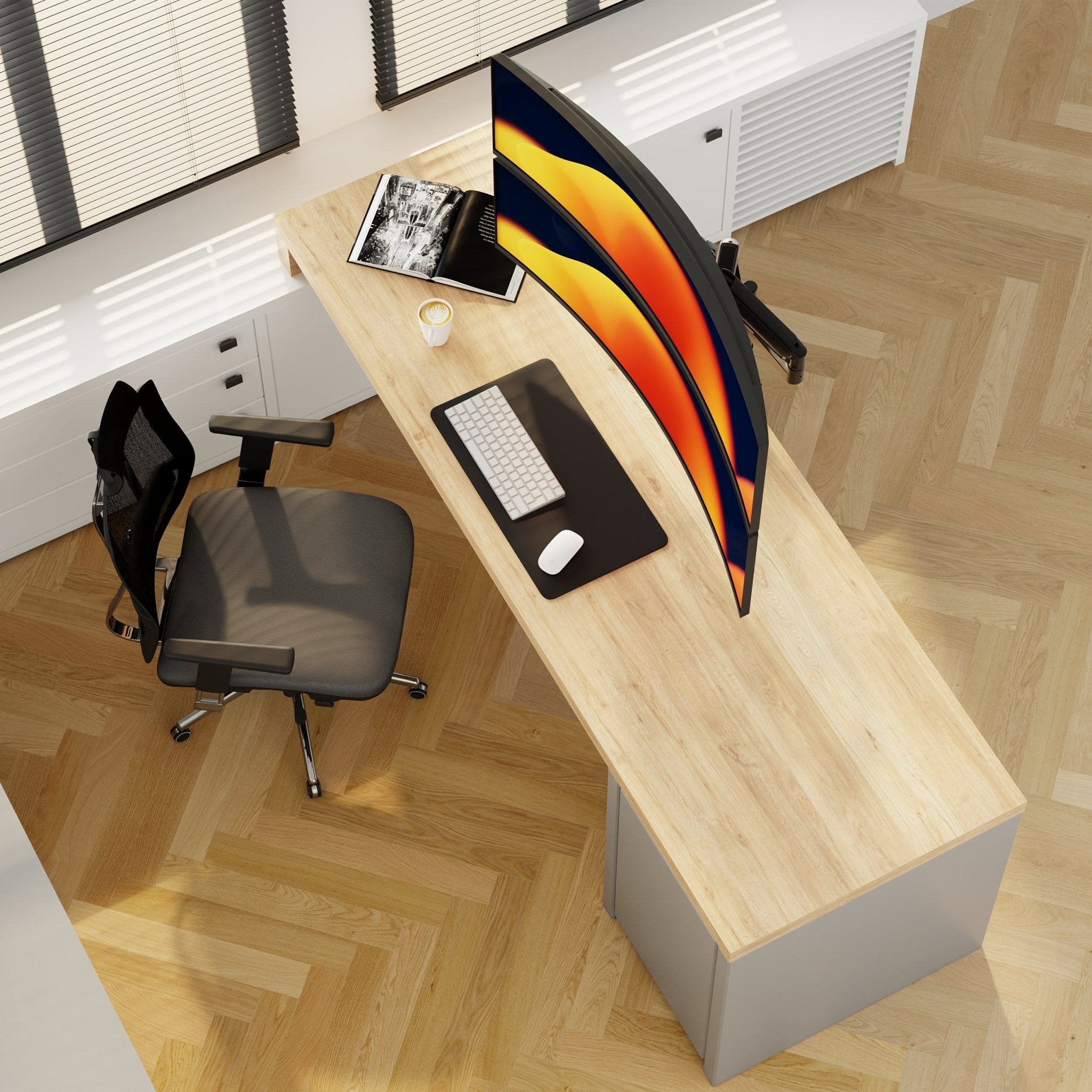 Alberenz® Alberenz Dual Heavy Duty Curved Monitor Mount (up to 2 x 57 inches) - Alberenz - Monitor mount