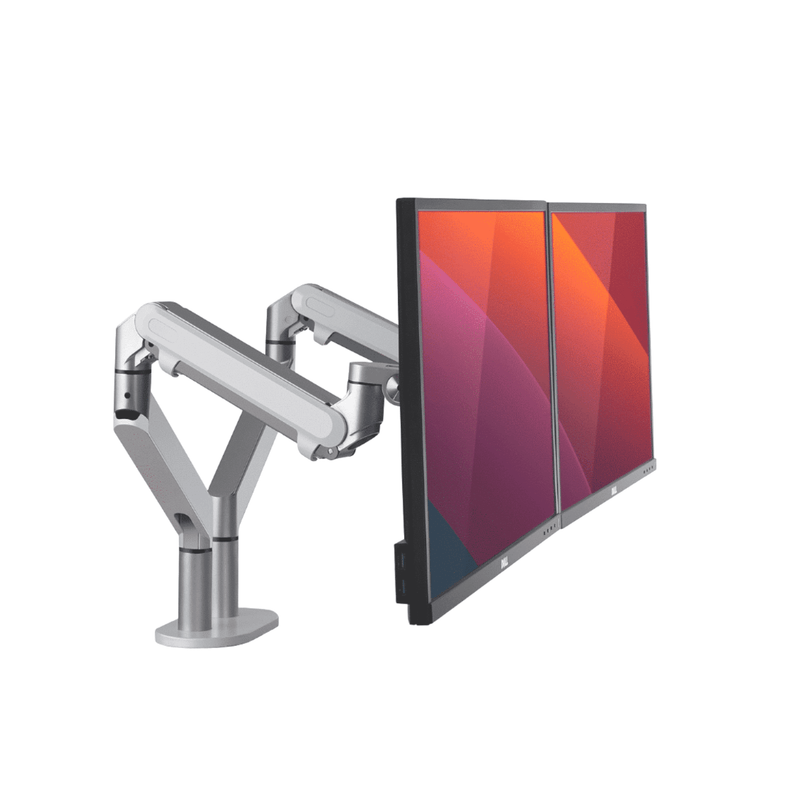 Alberenz® Doppel Monitorarm mit Gasfeder Silber