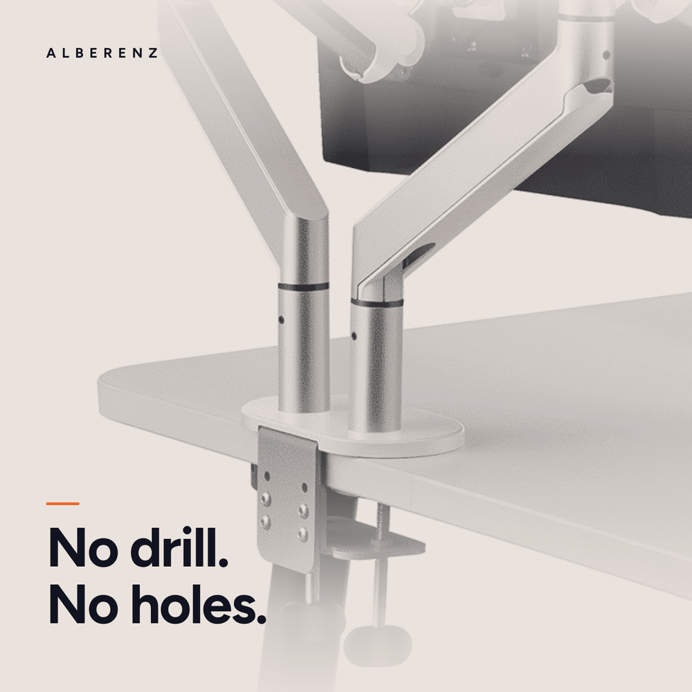 Alberenz® Doppel Monitorarm mit Gasfeder Silber