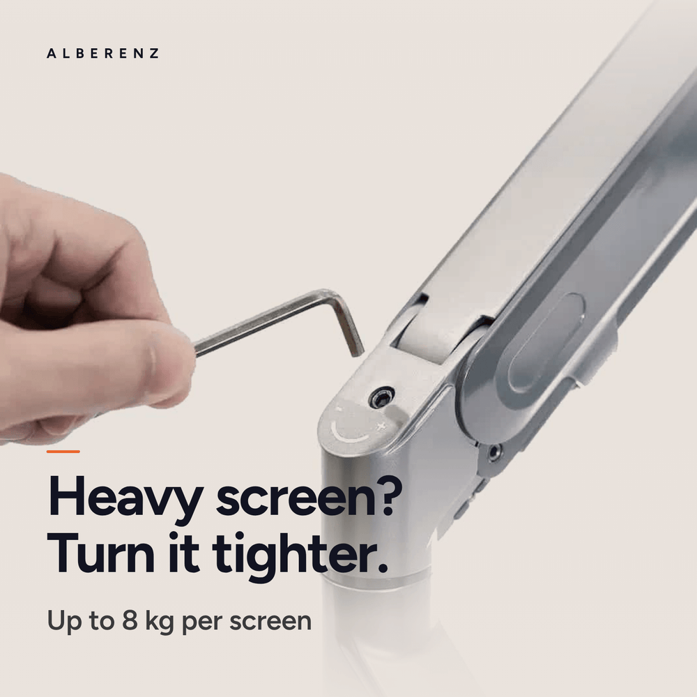 Alberenz® Doppel Monitorarm mit Gasfeder Silber