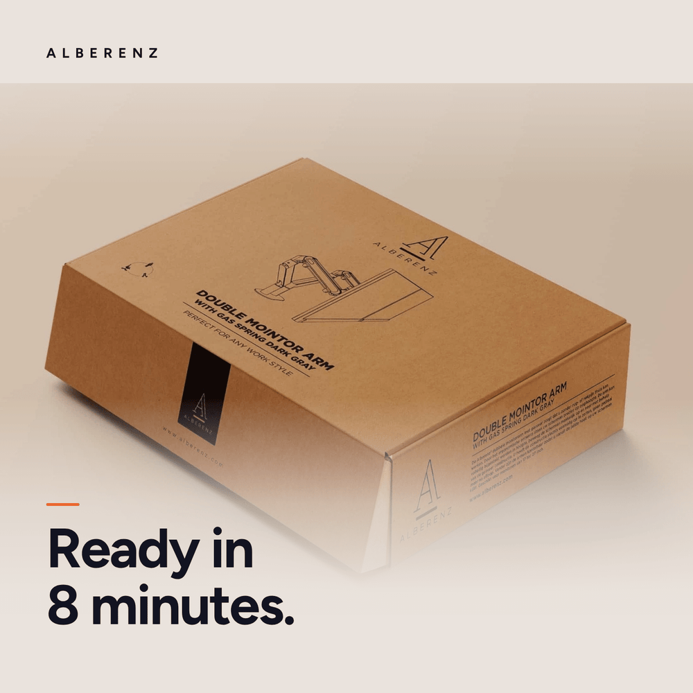Alberenz® Doppel Monitorarm mit Gasfeder Silber
