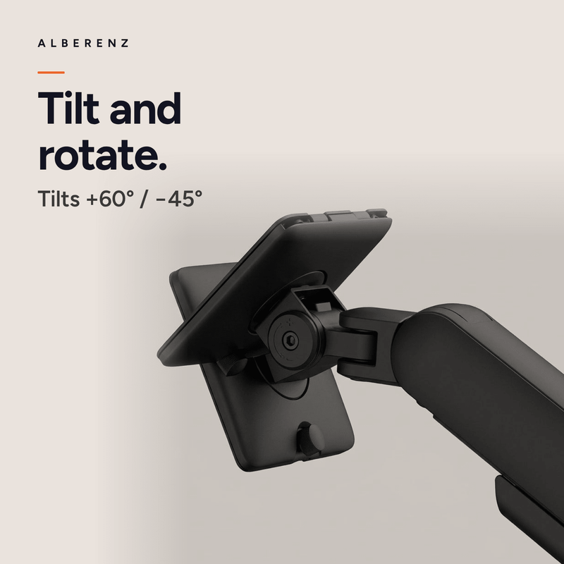 Alberenz Double Monitor Mount Gas Spring - Up until 35" - With USB - Black