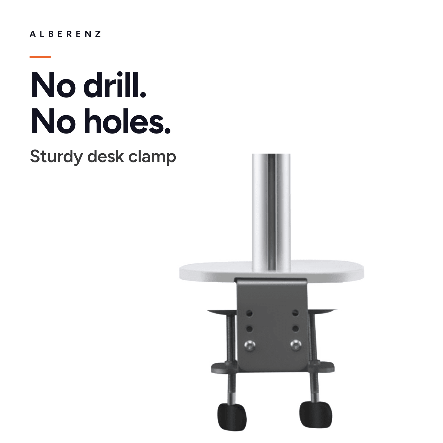 Alberenz dual monitor desk mount, silver: desk clamp, mounting without drilling