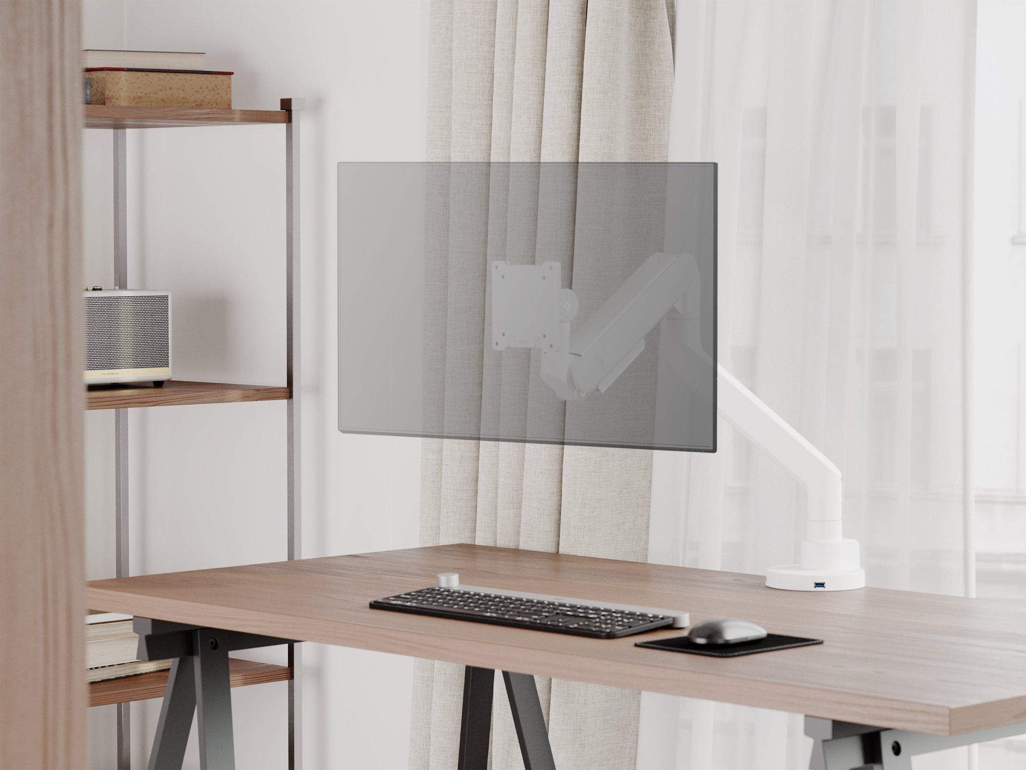 Alberenz® Heavy Duty Gas Spring Monitor Mount White (up to 57 inches) - Alberenz - Monitor mount