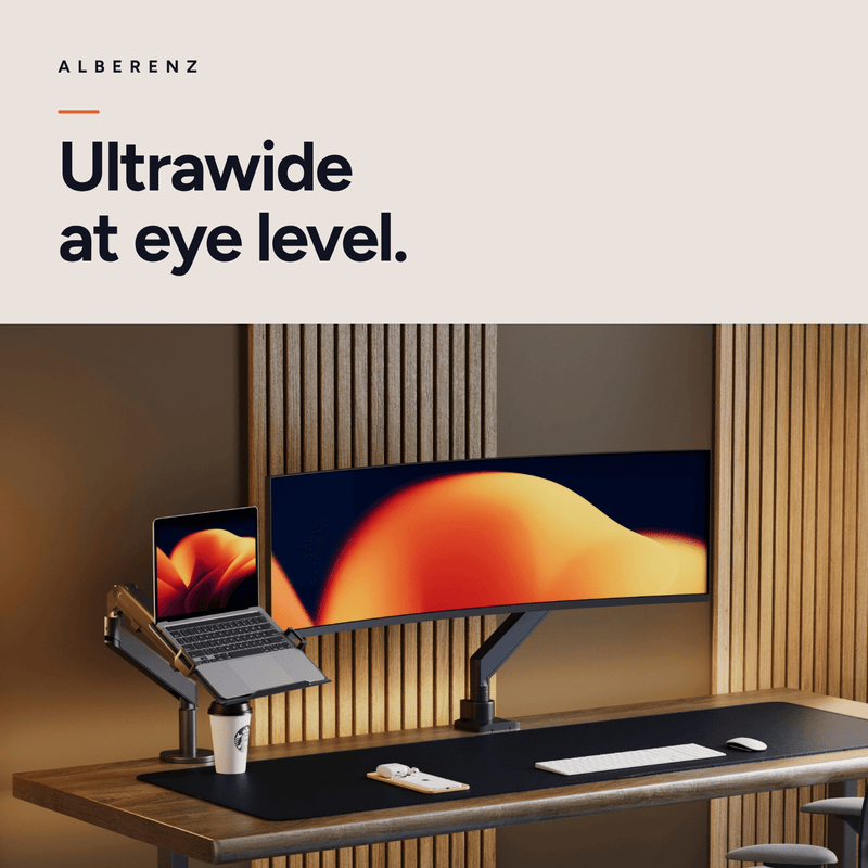 Alberenz® Heavy Duty Monitorarm mit Gasfeder (bis zu 57 Zoll)