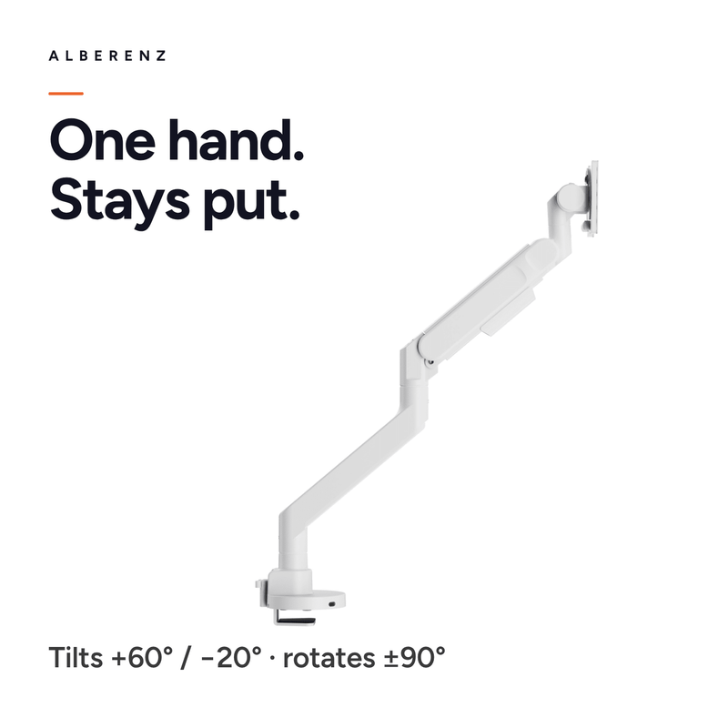 Alberenz® Schwerlast-Gasfeder-Monitorhalterung Weiß (bis zu 57 Zoll)