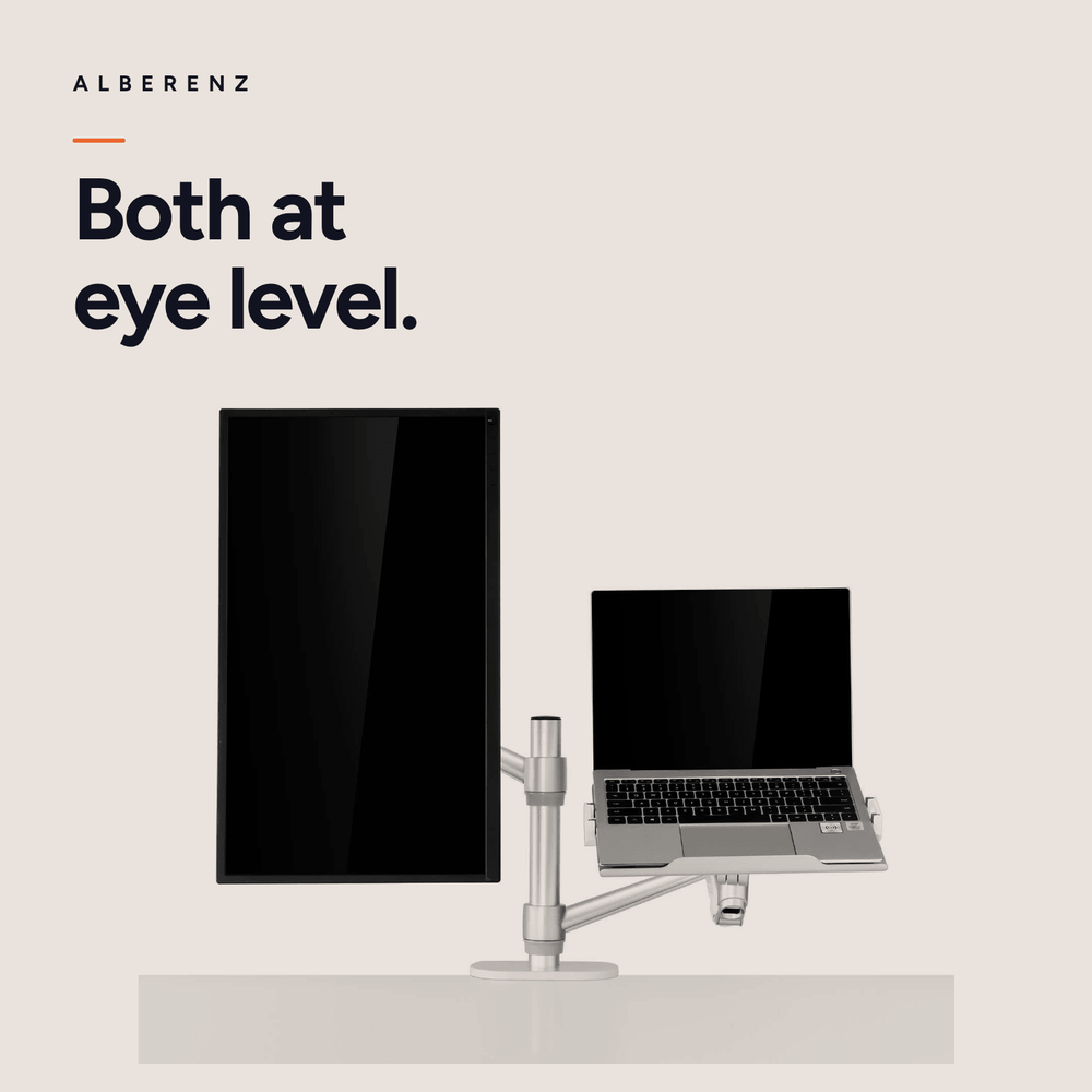 Alberenz® Laptop Monitorarm mit Gasfeder silber