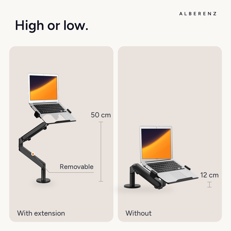 Alberenz® Laptoparm mit Gasfeder - Dunkelgrau