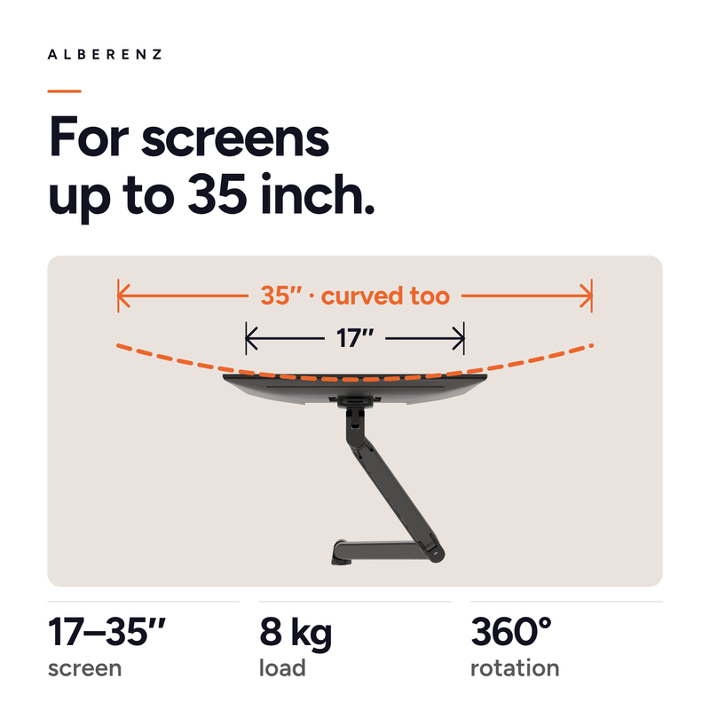 Alberenz® Monitorhalterung Wand Gasfeder Dunkelgrau