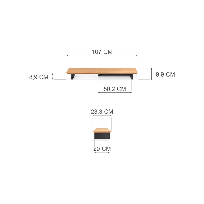 Alberenz® Oak Wooden Monitor Riser - 2 Monitors