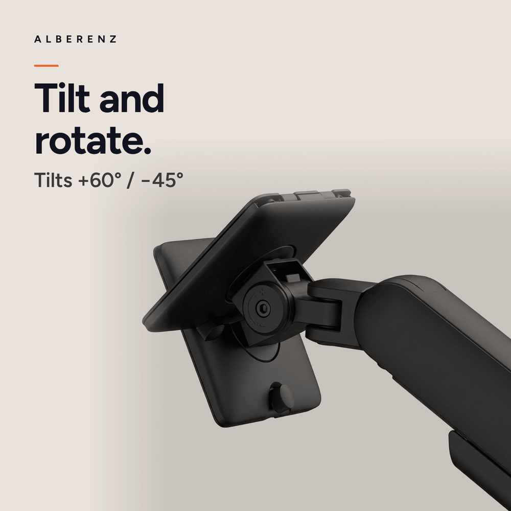 Alberenz® Einzelner Monitorarm mit USB-C & USB-A — Schwarz