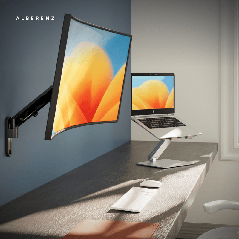 Alberenz® Monitorhalterung Wand Gasfeder Dunkelgrau