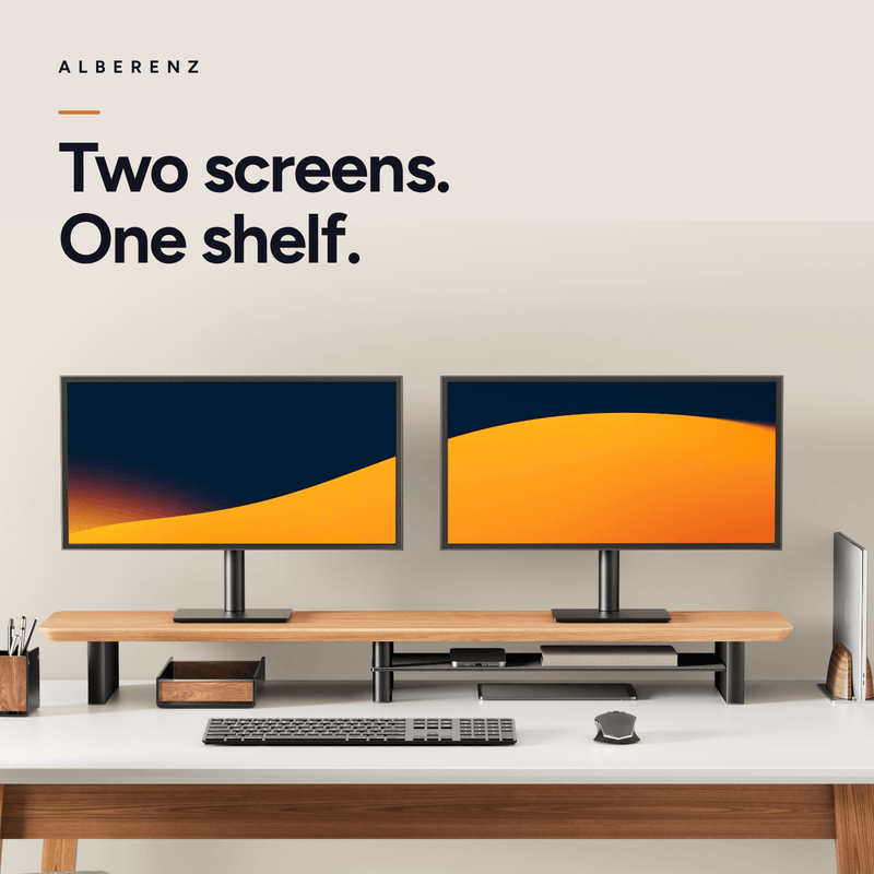Alberenz® Monitorständer aus Eichenholz - 2 Monitore