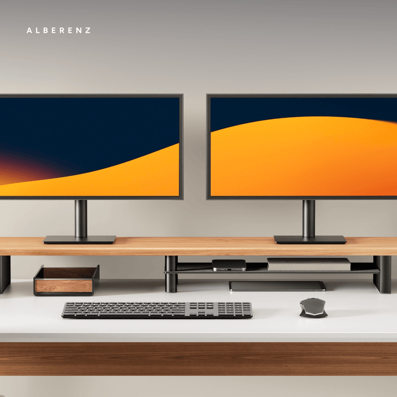 Alberenz® Monitorständer aus Eichenholz - 2 Monitore