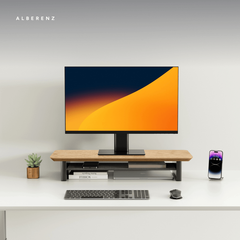 Alberenz® Monitorständer aus Eichenholz - 1 Monitor