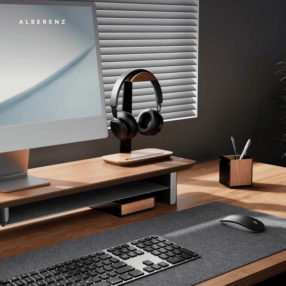 Alberenz® Monitorständer aus Walnussholz - 1 Monitor