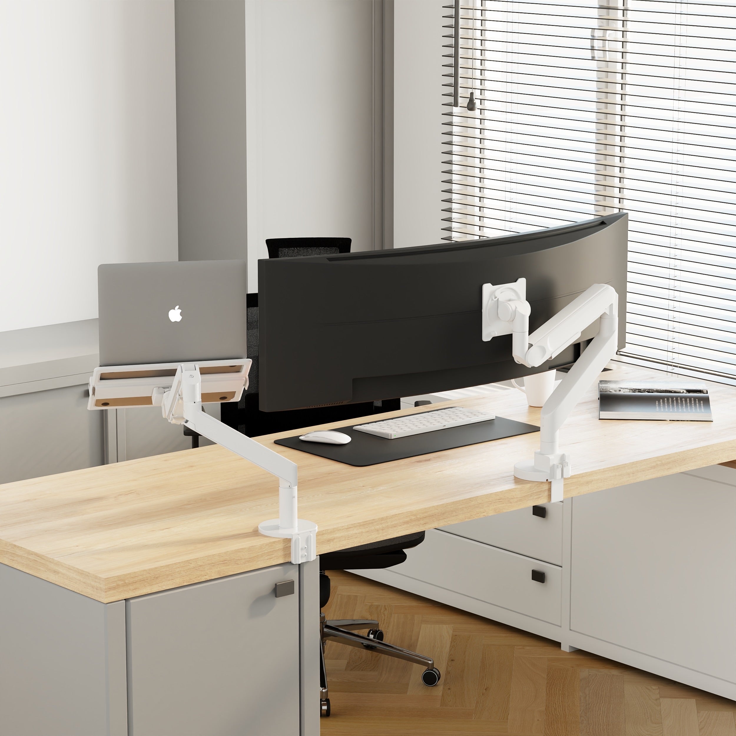 Alberenz® Schwerlast-Gasfeder-Monitorhalterung Weiß (bis zu 57 Zoll)