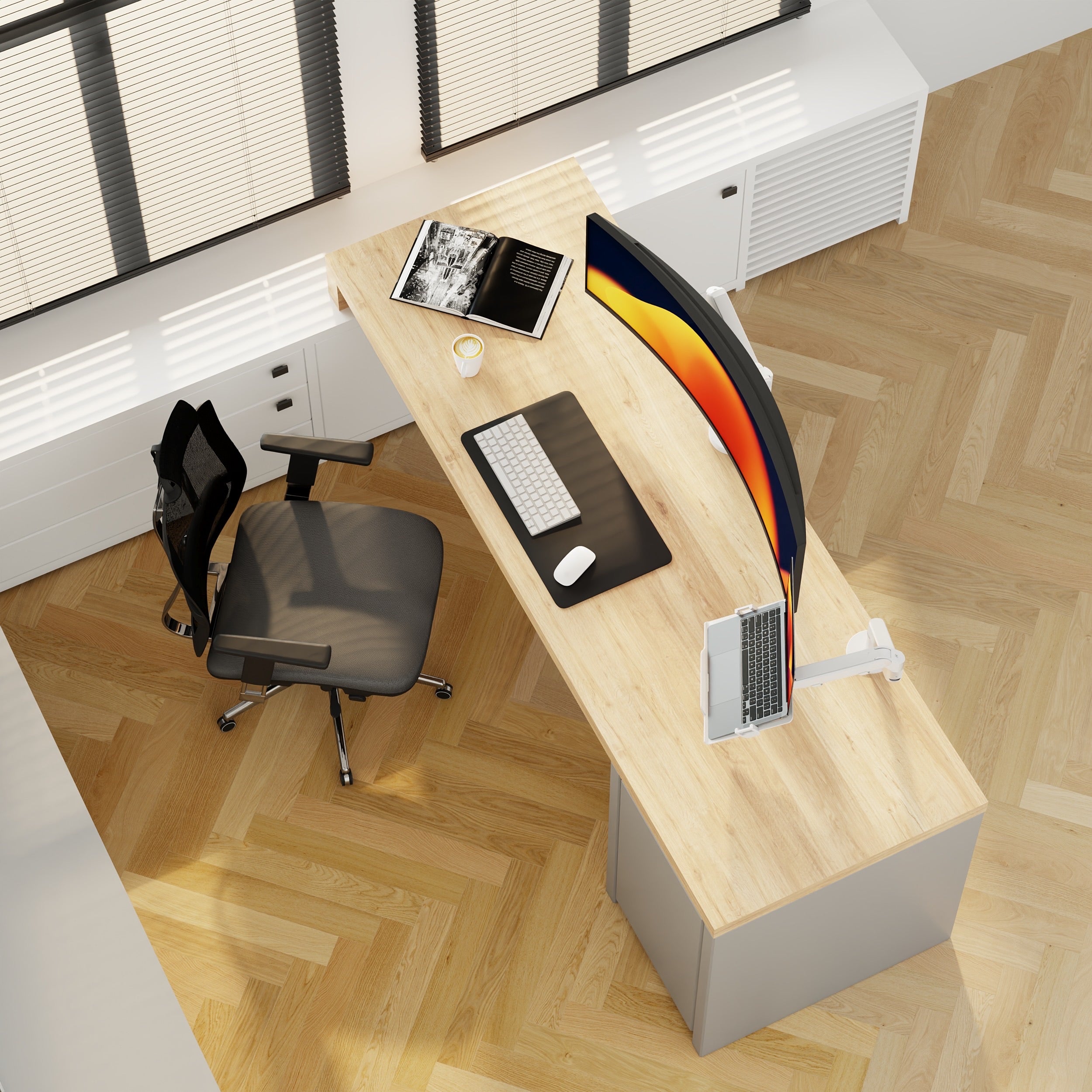 Alberenz® Schwerlast-Gasfeder-Monitorhalterung Weiß (bis zu 57 Zoll)