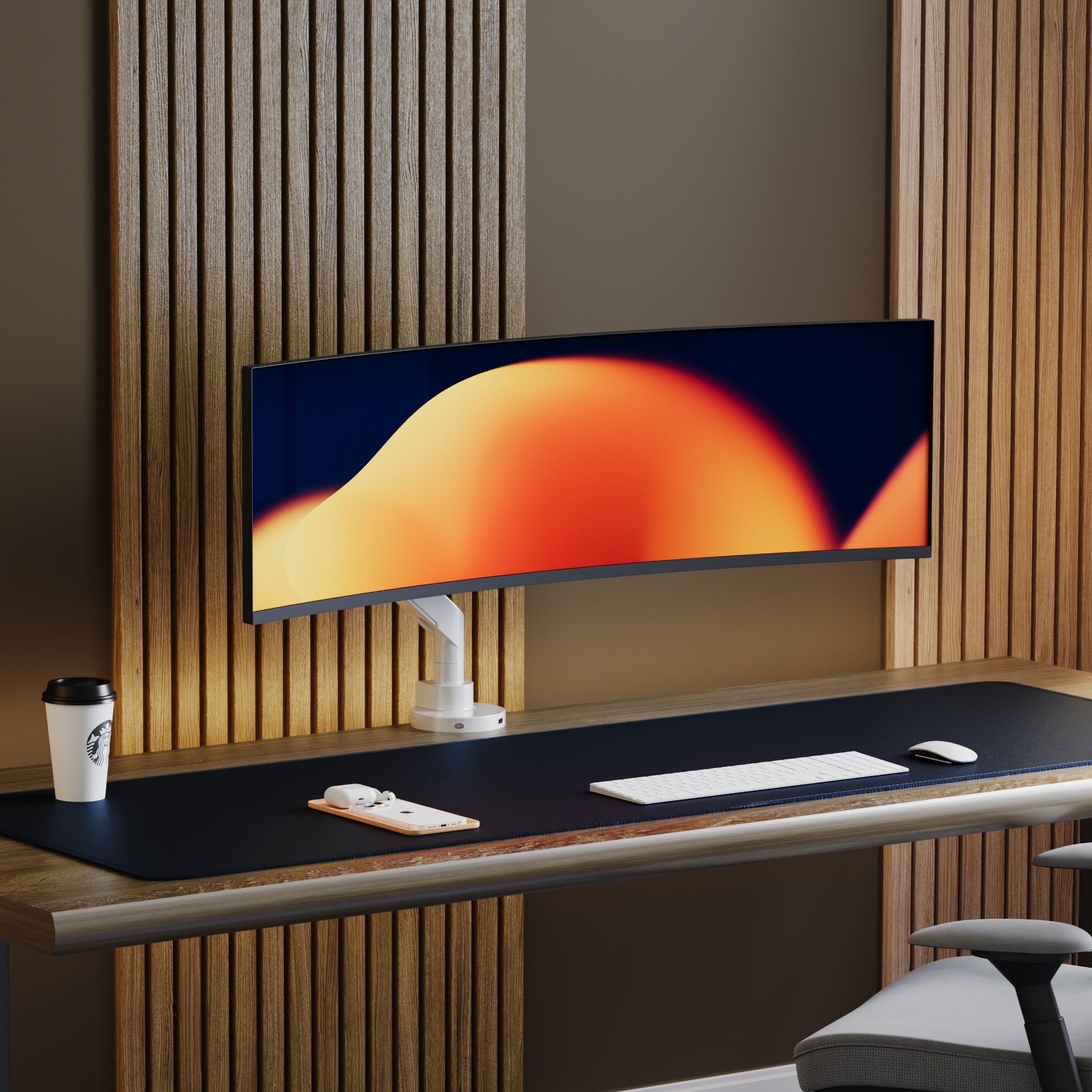 Alberenz® Schwerlast-Gasfeder-Monitorhalterung Weiß (bis zu 57 Zoll)