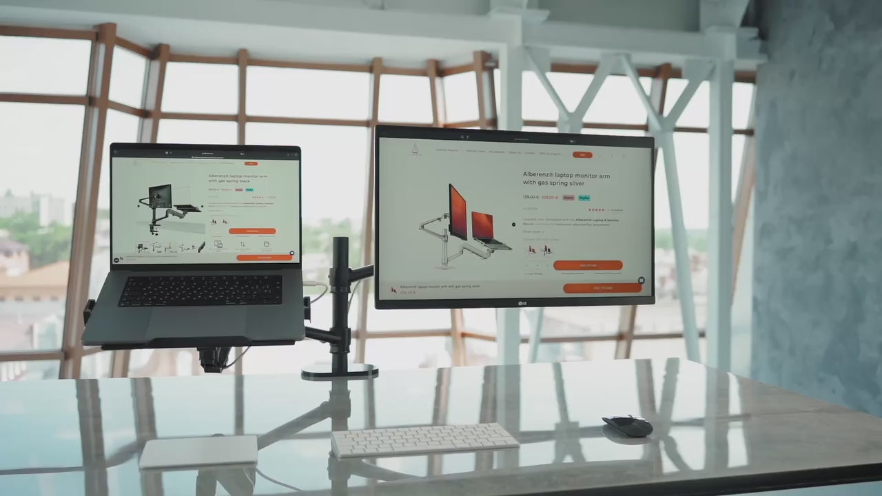Alberenz® Laptop Monitorarm mit Gasfeder schwarz