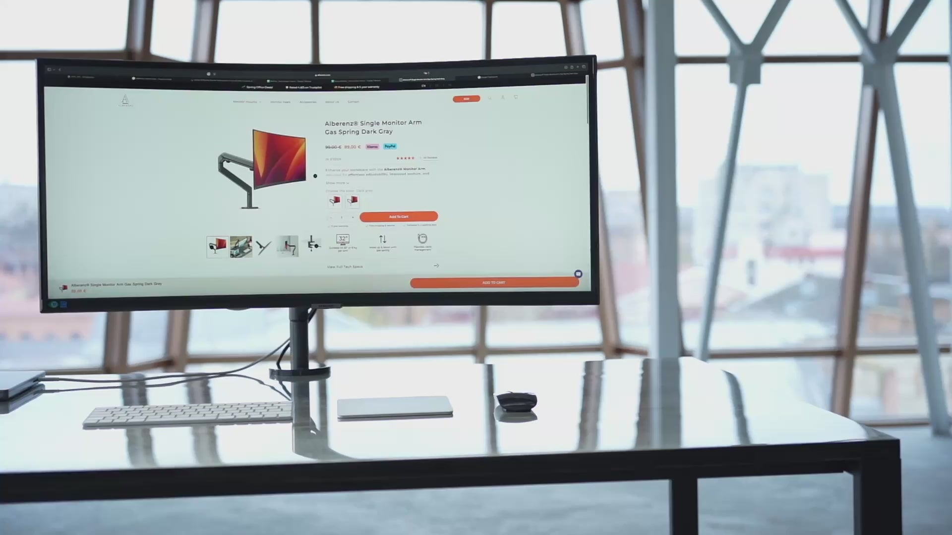 Alberenz® Einzel-Monitorarm mit Gasfeder, dunkelgrau